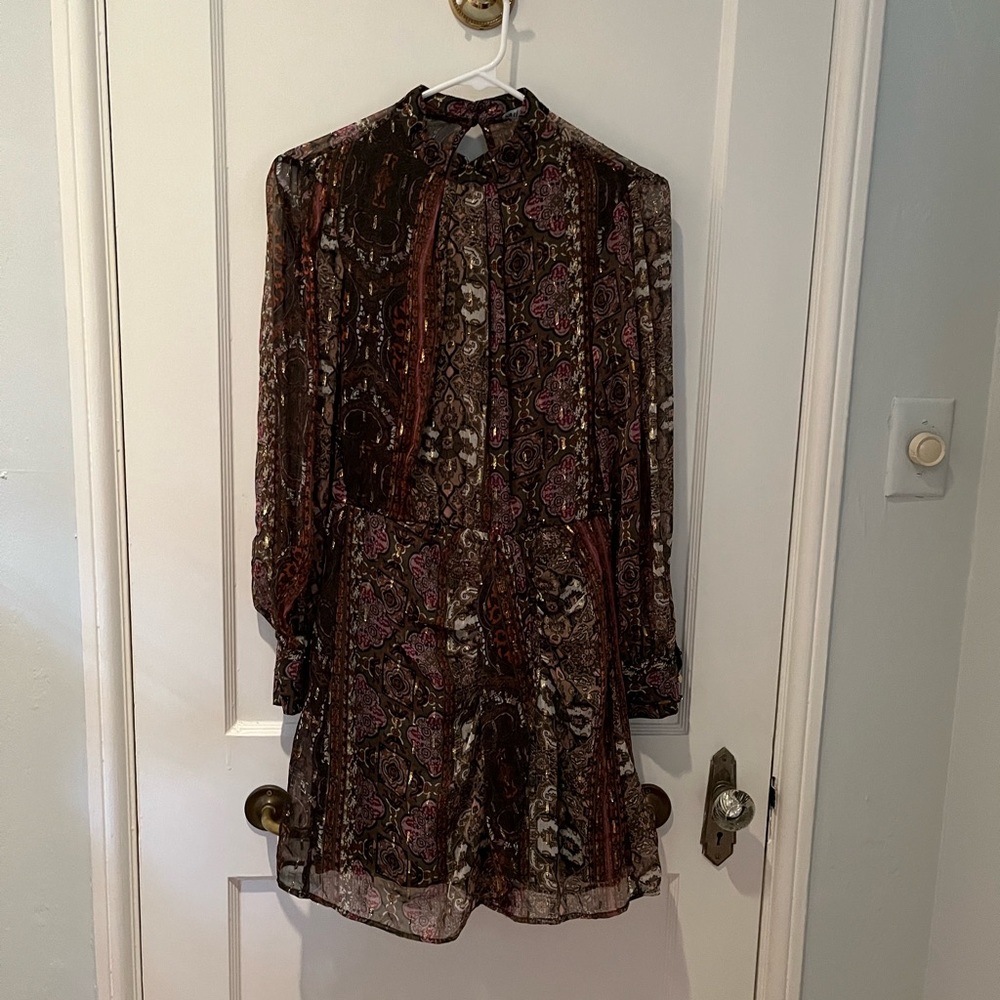 NWT Zara olive green dress with gold button detail